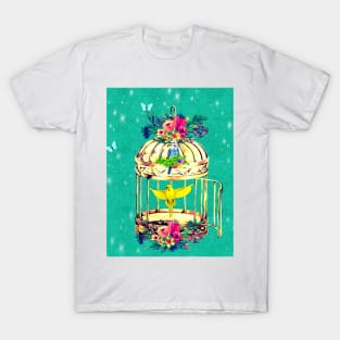 Bird Cage and Budgerigars aka Parakeets T-Shirt